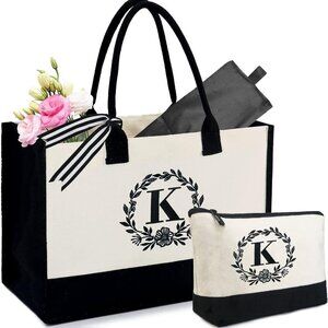 Initial Canvas/Jute Tote Bag Personalized Bag for Wedding, Birthday, Beach, Gift